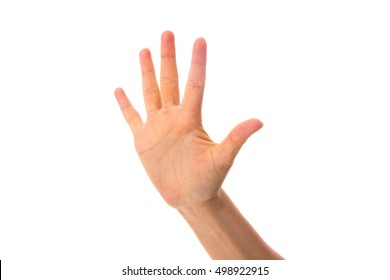 Woman's Hand Showing Five Fingers