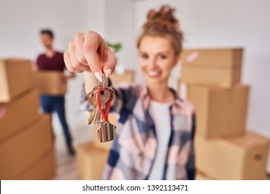 Woman's Hand Showing Keys From New Apartment 