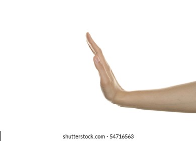 Womans Hand Showing Stop Gesture