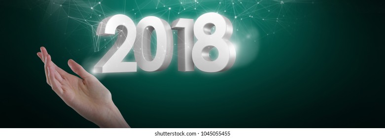 Womans hand using invisible screen against green background with vignette - Powered by Shutterstock