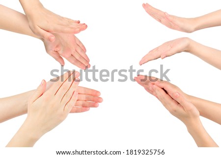 Woman's hands applause pattern isolated on white background