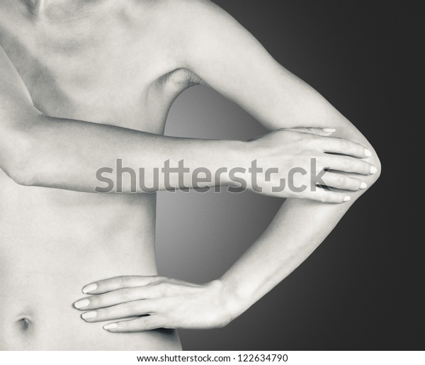 Womans Hands Form Triangle Naked Body Stock Photo Shutterstock