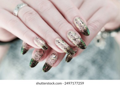 black hands manicure	 