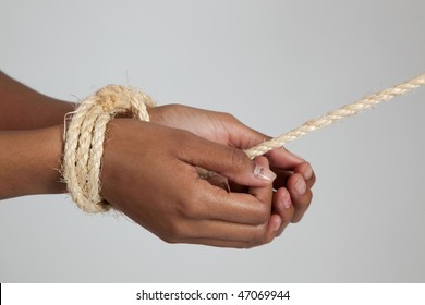 Woman's Hands Tied Together