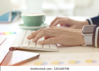 Woman's hands are using the keyboard. - Shutterstock ID 1321369748