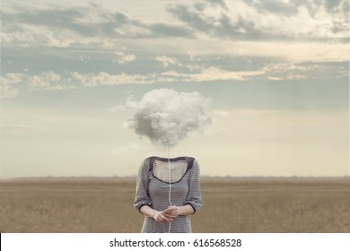 woman's head Replaced by a soft cloud