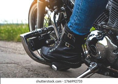 leather ladies biker boots