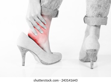 Woman's Legs Ankle Pain In High Heels