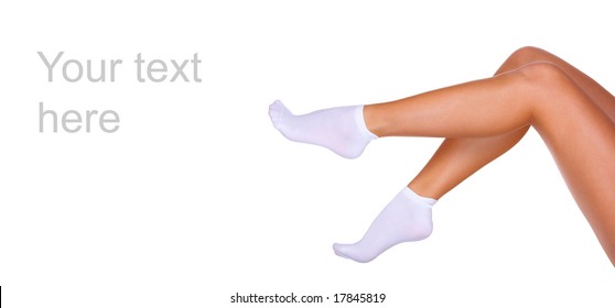 woman's legs with socks on feet