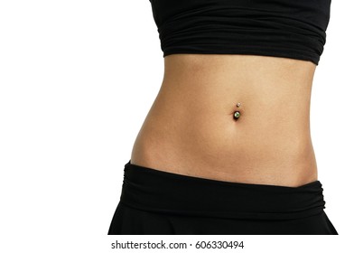 Woman's Mid Section With Belly Button Ring