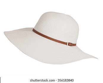 Woman`s Summer Red Straw Hat Isolated On White Background