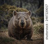 The wombat is a sturdy, burrowing marsupial native to Australia, known for its short legs, compact body, and strong claws. Wombats are herbivores, feeding primarily on grasses, roots, and bark. They h