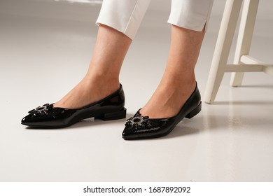 women babettes shoes isolated white background in the studio
