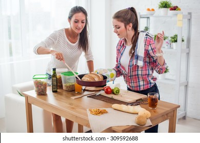 Women Baking At Home Fresh Bread In Kitchen Concept Cooking, Culinary