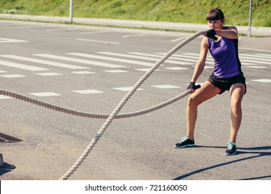 WoMen With Battle Rope Battle Ropes Exercise Outdoor