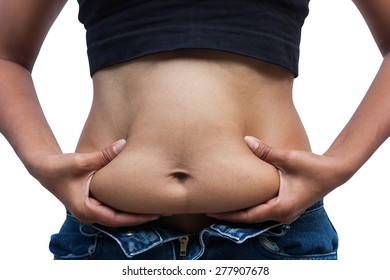 Women Body  Fat Belly Front View