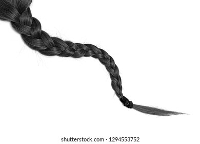 Women Braid On A White Background. Black Hair, Isolated