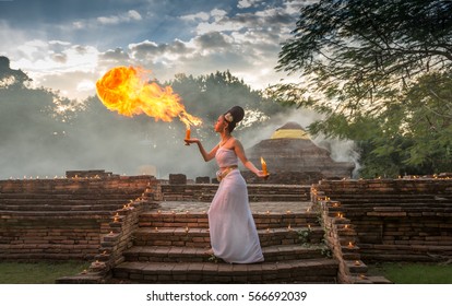 Women breathing fire 