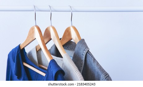 Women Clothes Hanging On Wooden Hangers Stock Photo 2183405243 ...