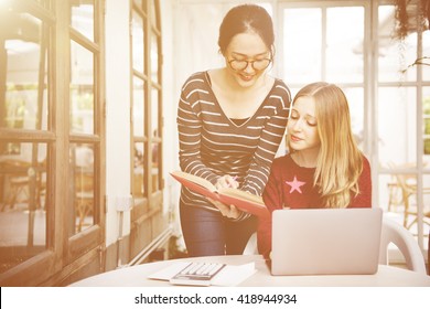 Women Friendship Studying Brainstorming Technology Concept - Shutterstock ID 418944934