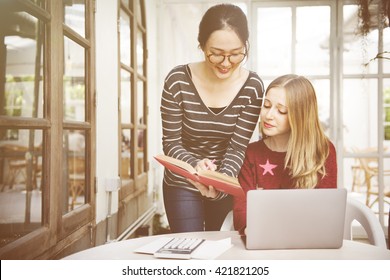 Women Friendship Studying Brainstorming Technology Concept - Shutterstock ID 421821205