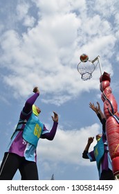 Women Girls Playing Netball Outdoor