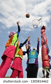 Women Girls Playing Netball Outdoor