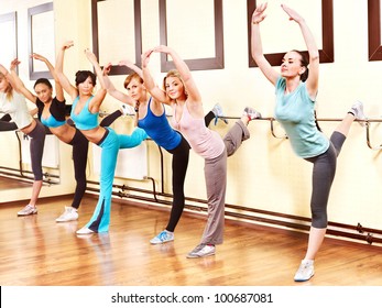 Women group in aerobics class.