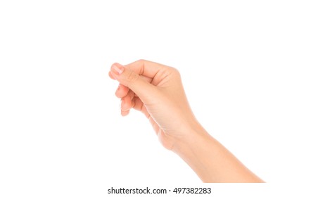 Women hand to hold business card ,credit card,blank paper or other isolated on white background - Shutterstock ID 497382283