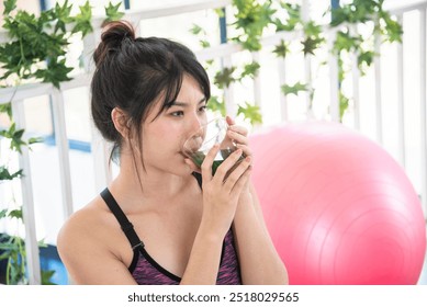 Women hands holding smoothie detox green juice fresh fruit cool drinking. Asian women smile laugh drinking vegan vegetable cool wellness beverage. Female pouring celery juice drink cocktail glass - Powered by Shutterstock