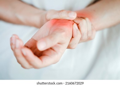 Women Have Wrist Pain Due To Various Diseases Related To Bones. Health Care Concept.