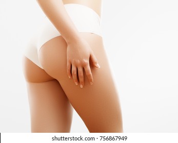 Women health and intimate hygiene. Beautiful Woman's body with smooth soft skin. Epilation Concepts