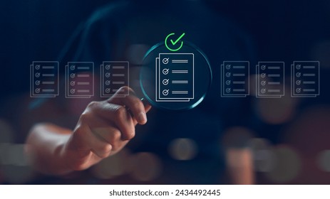 Women holding a magnifying glass, showing Audit Document concept,quality assessment management With a checklist, business document evaluation process, market data report analysis and consulting - Powered by Shutterstock