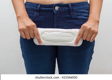 Women Holding A Sanitary Napkin