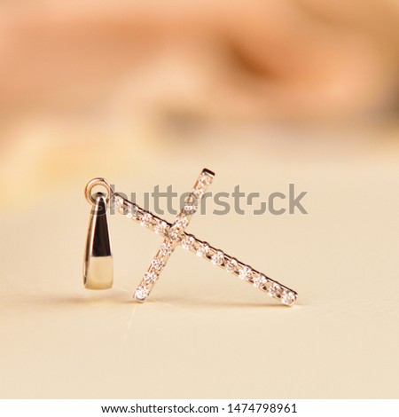 women jewerly, silver cross with white stones