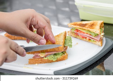 Women Making A Sandwich In The Kitchen