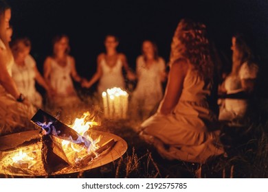 Women at the night ceremony. Ceremony space.