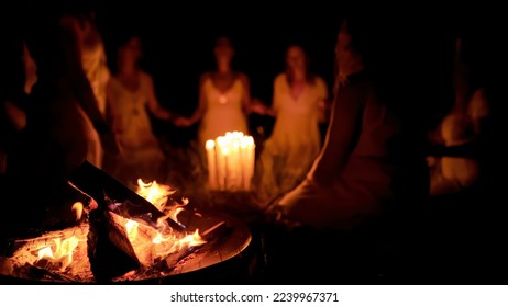 Women at the night ceremony. Ceremony space. - Shutterstock ID 2239967371