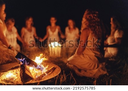 Women at the night ceremony. Ceremony space. Foto d'archivio © 