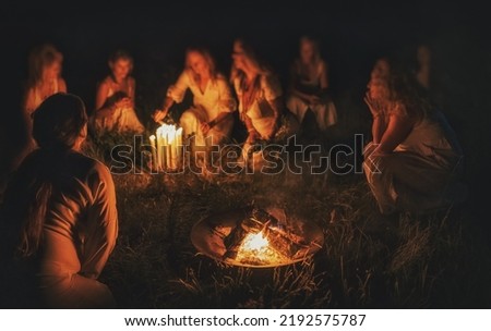Women at the night ceremony. Ceremony space.
