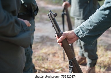 Women Police Training Tactics In The Forest.