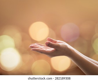Women Prayer Hand Praying For Spiritual Support, Charity Donation, Peace, God Blessing  And World Human Spirit Day And Religious Holy Week Concept