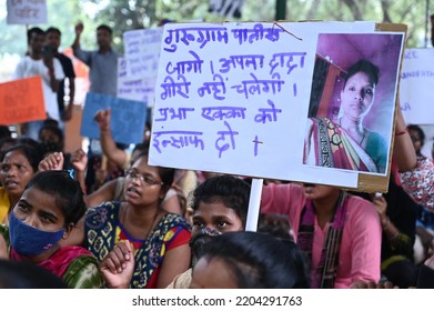 Women Protesting Against The Murder Of Tribal Woman Prabha Ekka After The Rape. Gurgaon, Haryana, India. September 20, 2022.