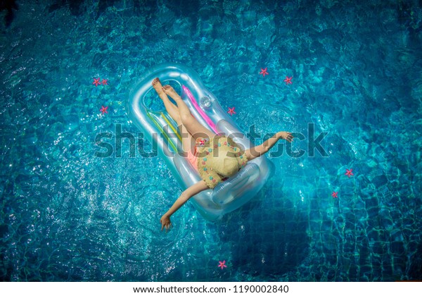 Women Relaxing Poolside Woman Relaxing Swimming Stock Photo 1190002840 ...