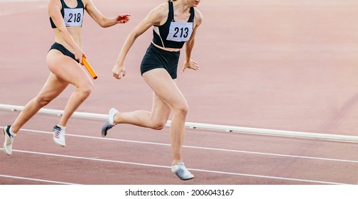 Women Relay Race Running Track And Field Competition