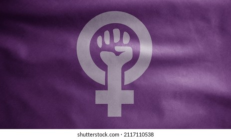 Women resist symbol with purple flag waving on wind. Girl power fist illustration background. Hand drawn feminism motivational slogan isolated. Human arm with clenched fingers. - Powered by Shutterstock