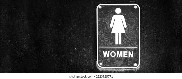 Women Restroom Sign Black Dirty On Bathroom Door