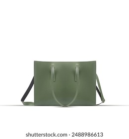 Women 's bag. Luxury, green leather handbag on white background