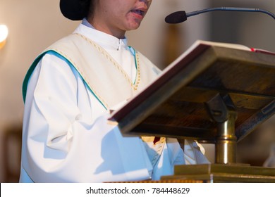 Women Say In Church, In The Midnight Ceremony.women Speak In The Church In The Mass.