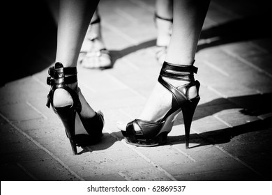 Women Shoes In Black And White Colour